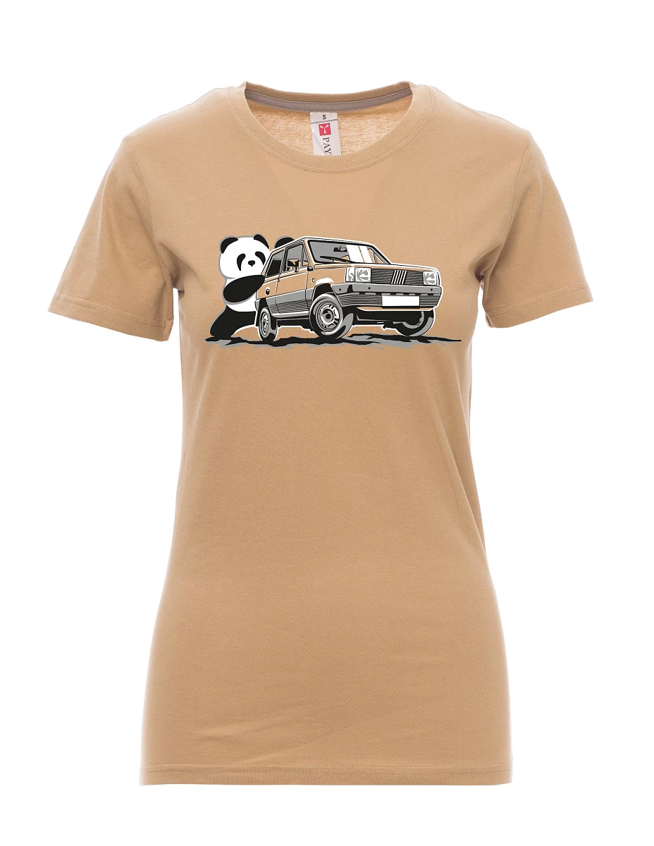 Braunes T-Shirt für Damen Der italienische Veteran F Panda