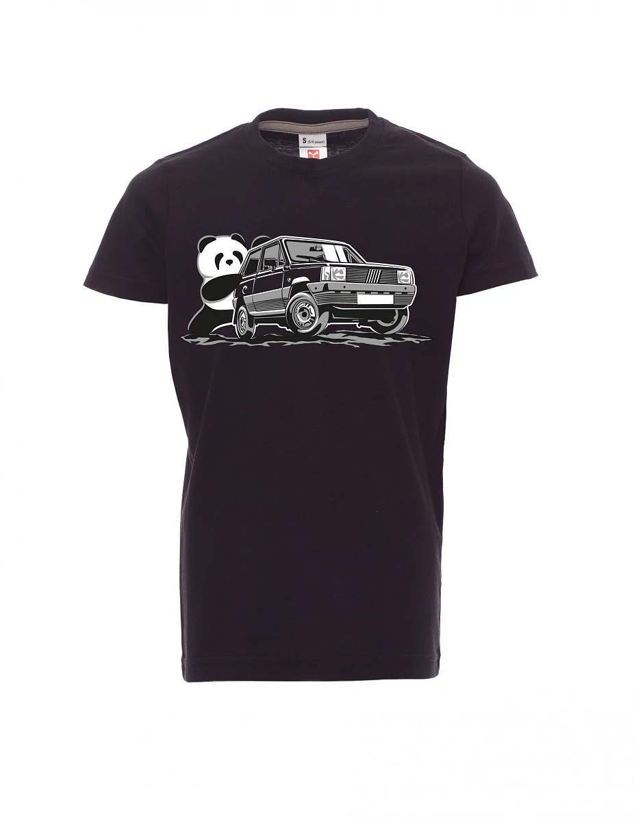 Schwarzes Kinder T-Shirt Der italienische Veteran F Panda