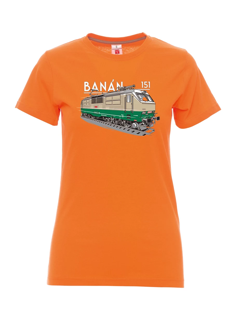 Orange T-Shirt für Damen Elektrolokomotive 151 "Banane"