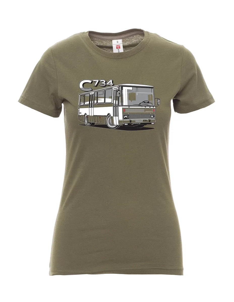 Khaki T-Shirt für Damen Bus C734