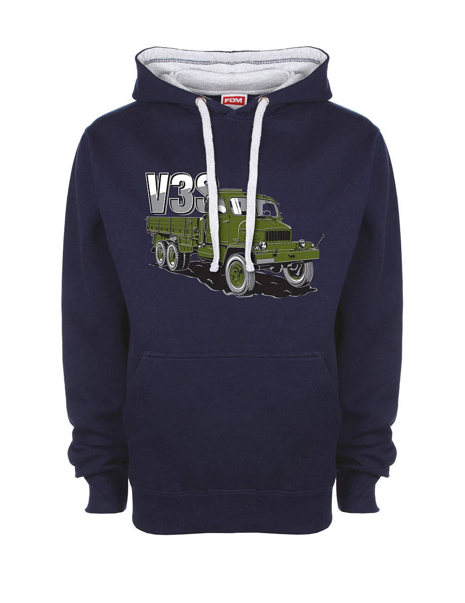 Grau-marines Sweatshirt LKW V3S Flachbett-LKW