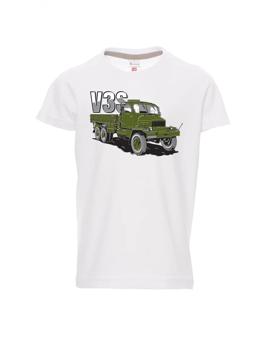 Weißes Kinder T-Shirt LKW V3S Flachbett-LKW