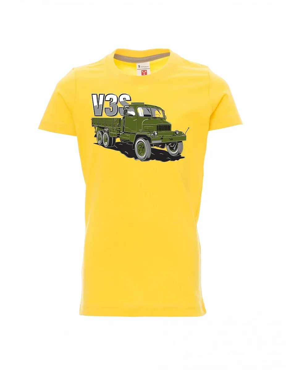 Gelbes Kinder T-Shirt LKW V3S Flachbett-LKW