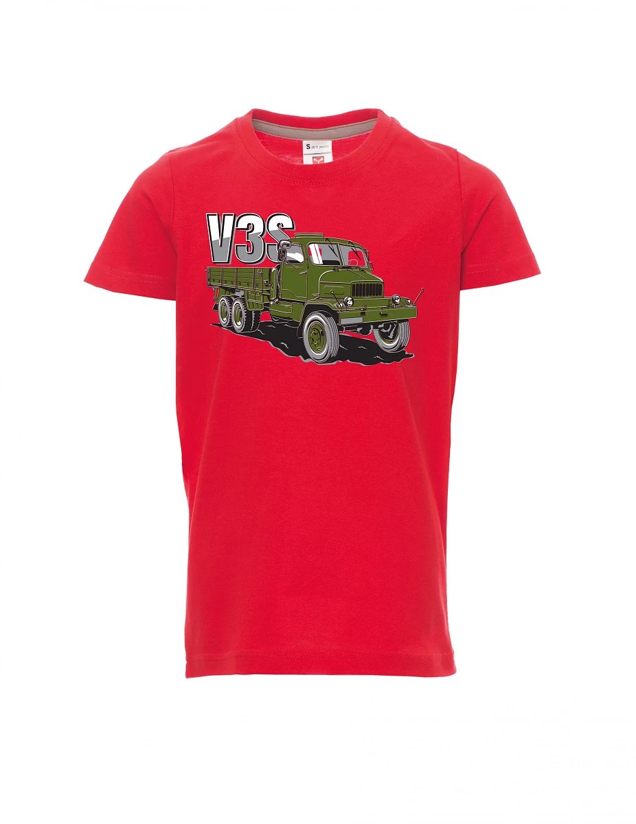 Rotes Kinder T-Shirt LKW V3S Flachbett-LKW