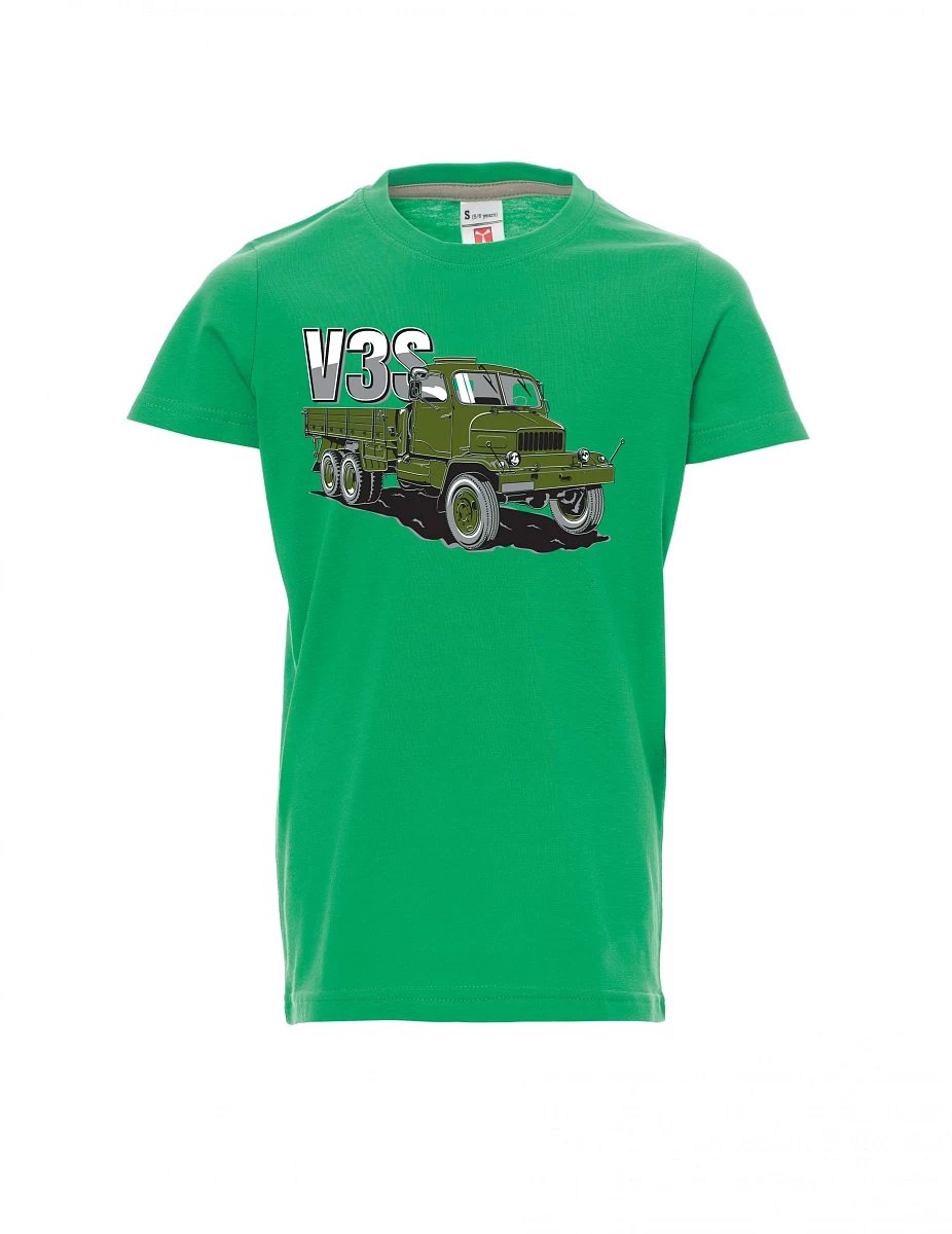 Grünes Kinder T-Shirt LKW V3S Flachbett-LKW