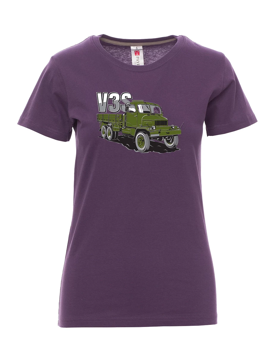 Violett T-Shirt für Damen LKW V3S Flachbett-LKW