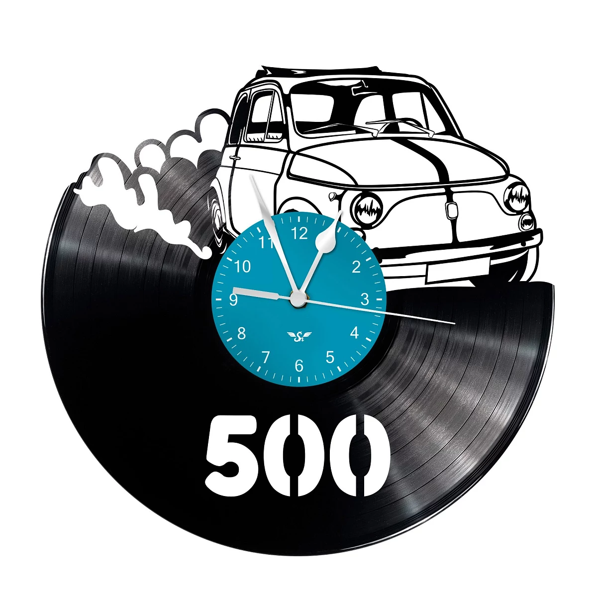 Schallplattenuhr mit  Der italienische Veteran F 500-Motiv