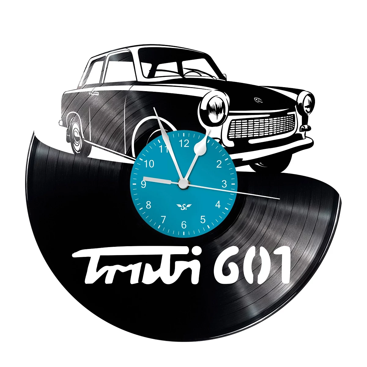 Schallplattenuhr mit Trabi 601-Motiv
