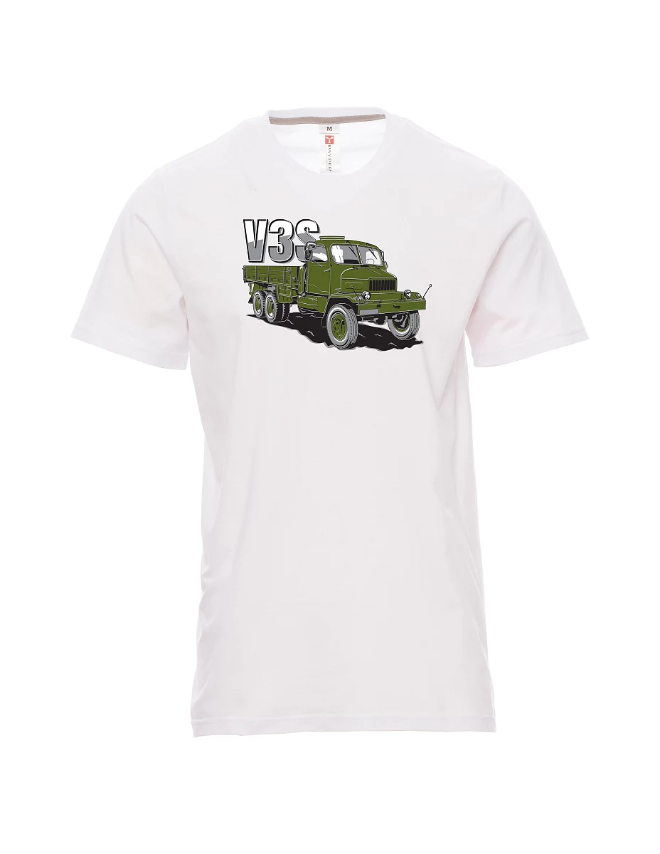Weißes T-Shirt für Männer LKW V3S Flachbett-LKW
