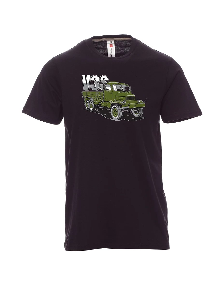 Schwarzes T-Shirt für Männer LKW V3S Flachbett-LKW
