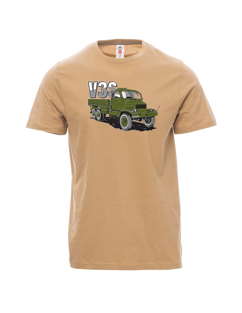 Braunes T-Shirt für Männer LKW V3S Flachbett-LKW