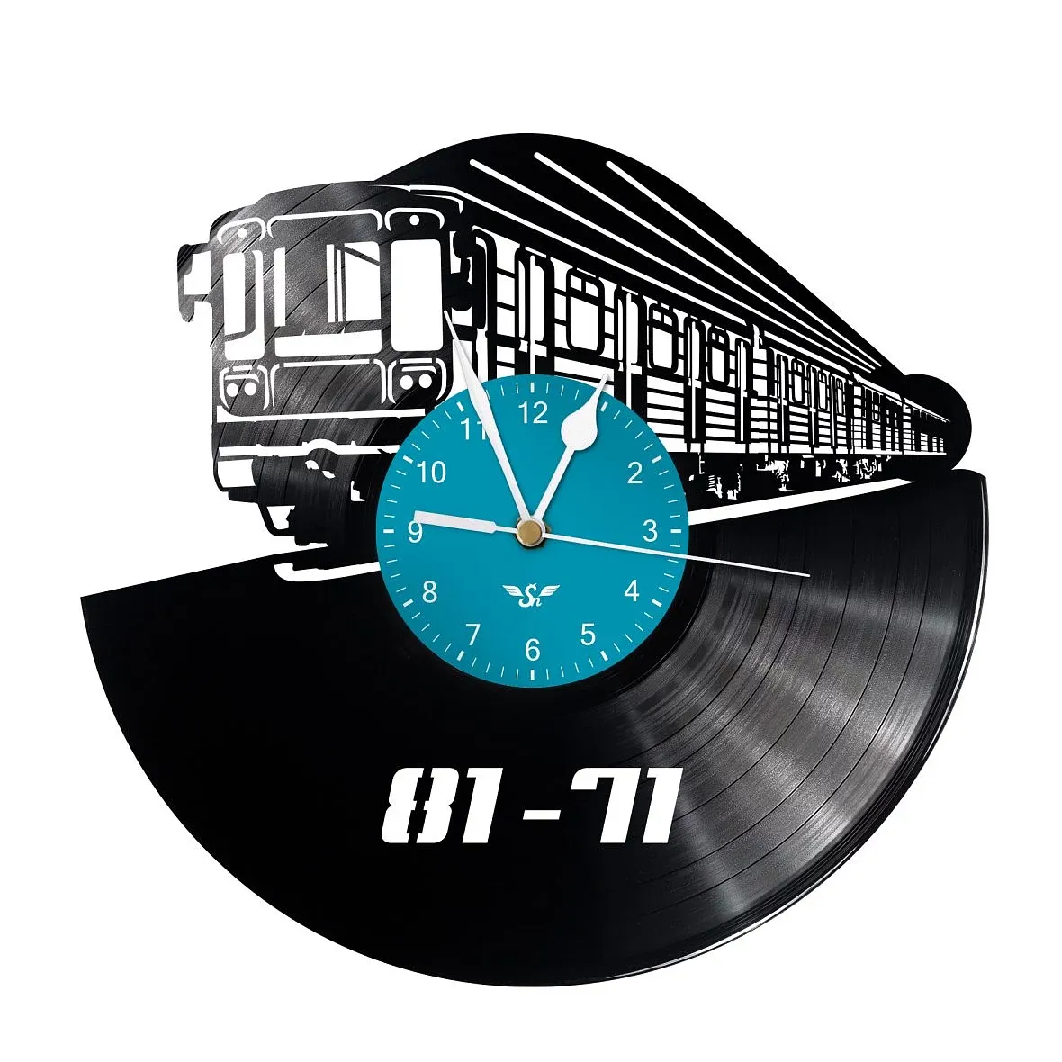 Schallplattenuhr mit Metro 81-71-Motiv