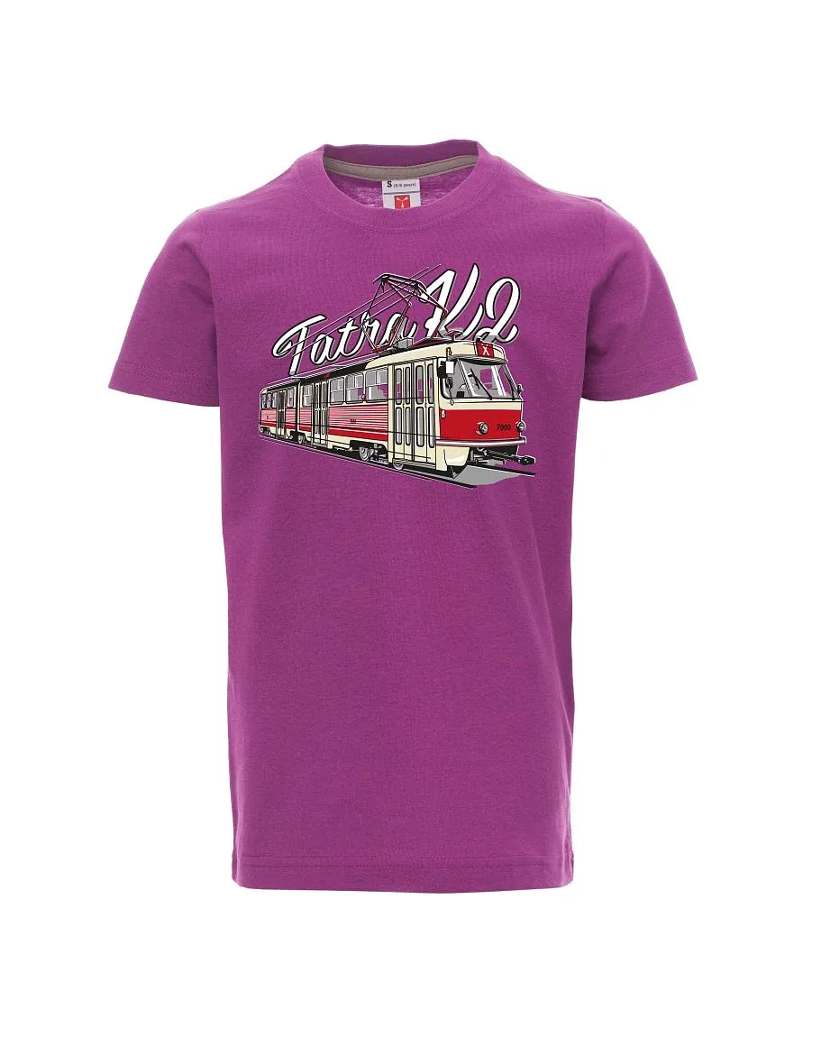 Violett Kinder T-Shirt Straßenbahn T3