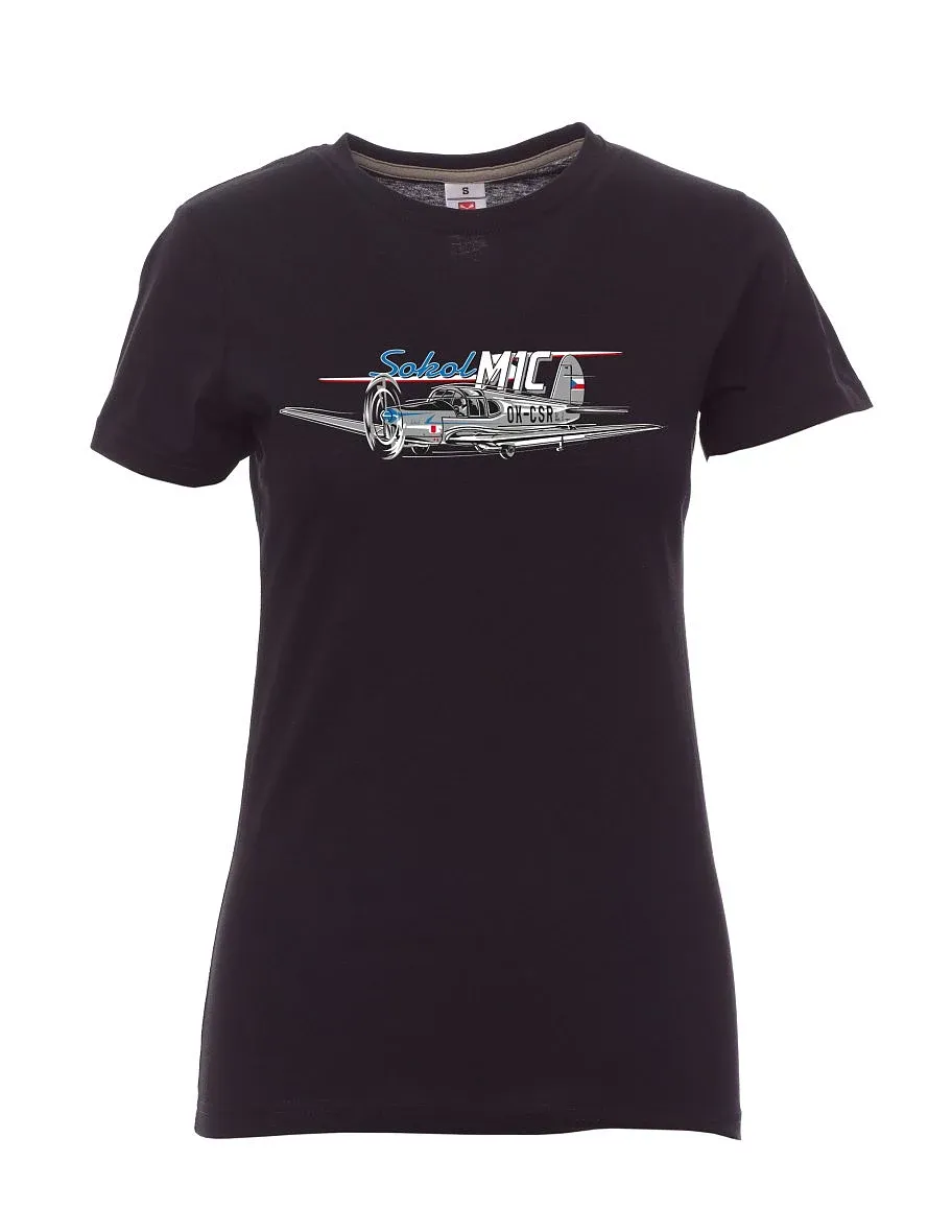Schwarzes T-Shirt für Damen Flugzeug Sokol