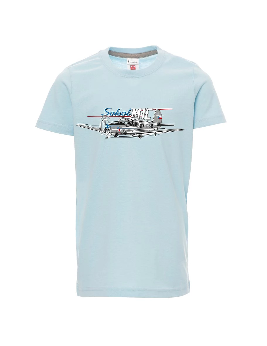 Blassblaues Kinder T-Shirt Flugzeug Sokol