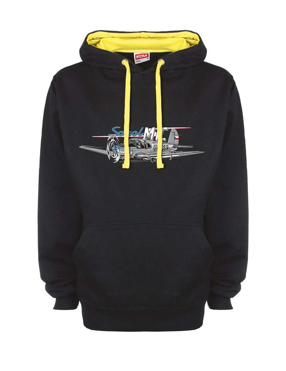 Gelb-schwarzes Sweatshirt mit Flugzeug Sokol