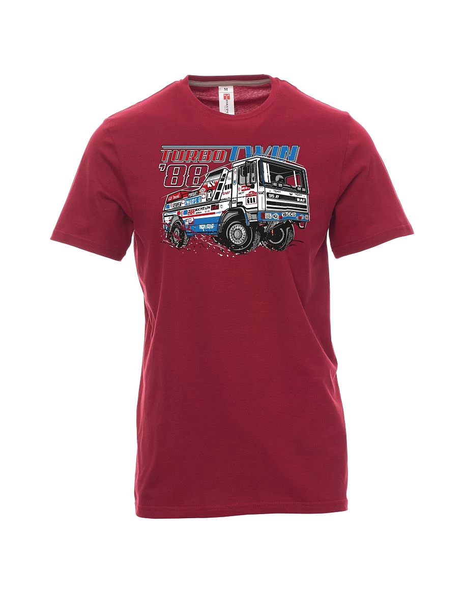 Dunkelrotes T-Shirt für Männer TurboTwin aus dakar 1988