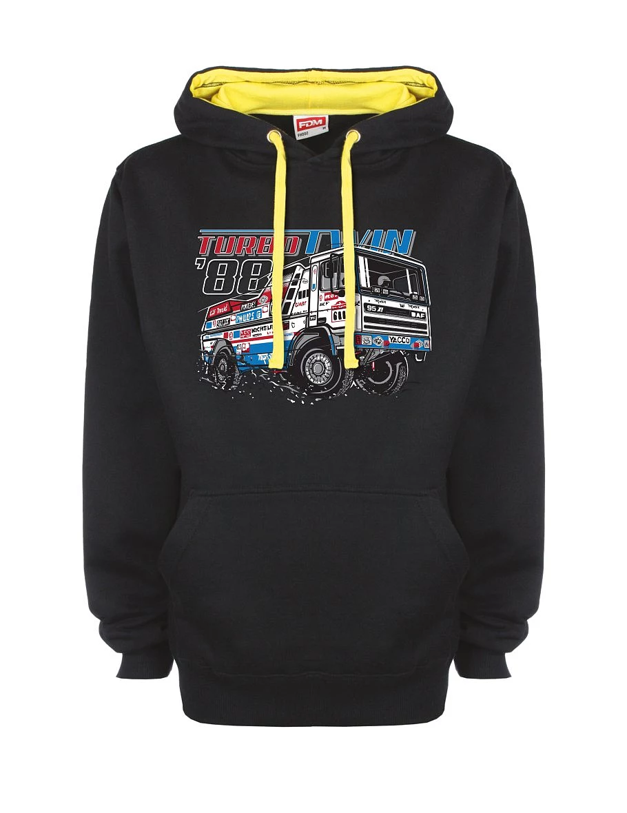 Gelb-schwarzes Sweatshirt mit TurboTwin aus Dakar 1988