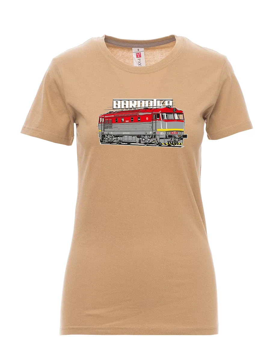 Braunes T-Shirt für Damen Lokomotive Bardotka