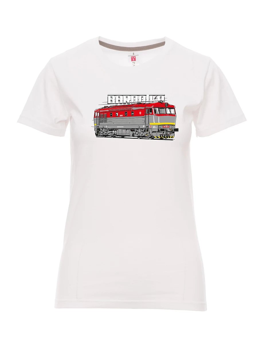 Weißes T-Shirt für Damen Lokomotive Bardotka