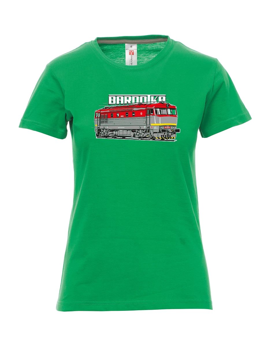 Grünes T-Shirt für Damen Lokomotive Bardotka