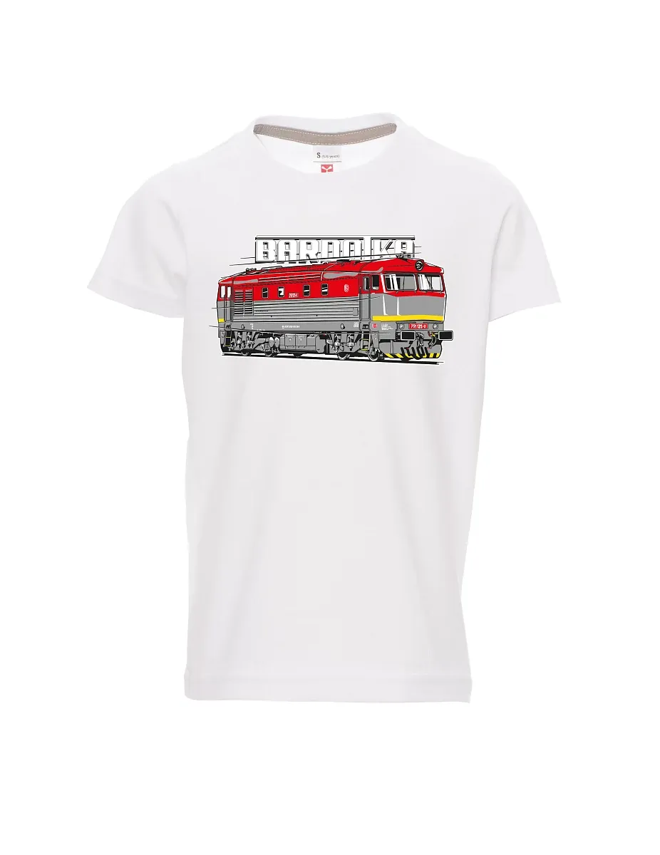 Weißes Kinder T-Shirt Lokomotive Bardotka