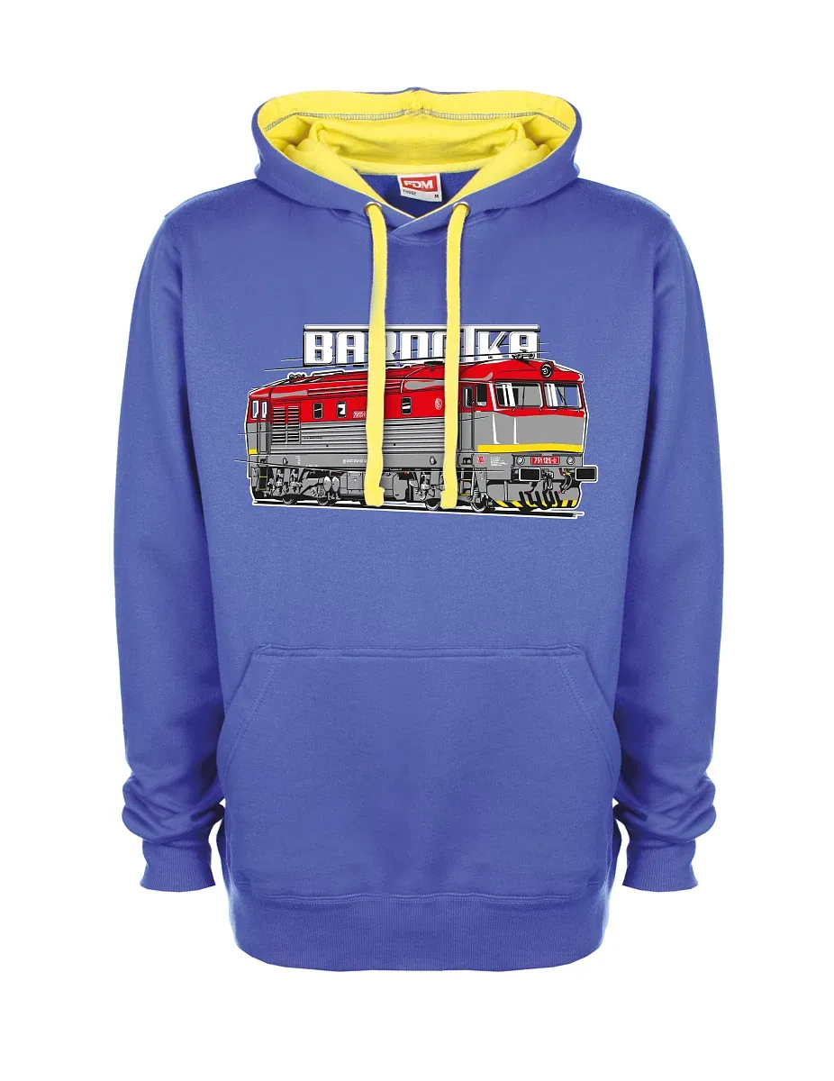 Gelb-blaues Sweatshirt Lokomotive Bardotka