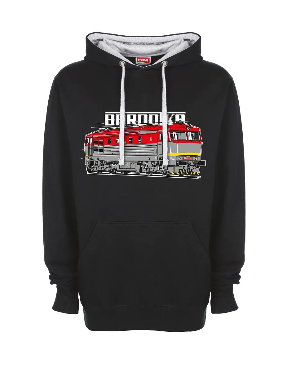 Grau-schwarzes Sweatshirt Lokomotive Bardotka