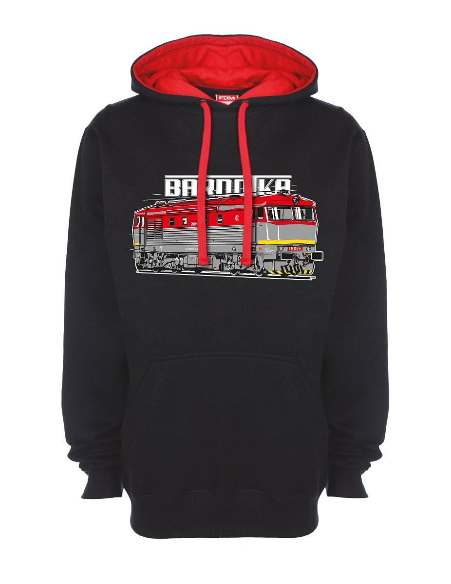 Rot-schwarzes Sweatshirt Lokomotive Bardotka