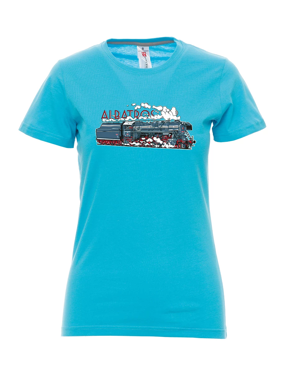 Atoll-blaues T-Shirt für Damen Lokomotive Albatros