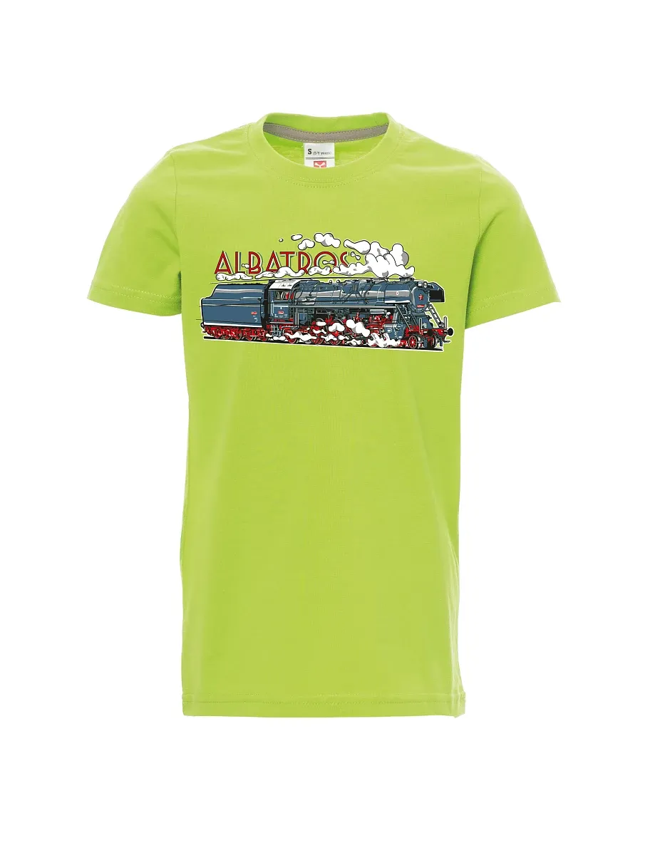Hellgrünes Kinder T-Shirt Lokomotive Albatros