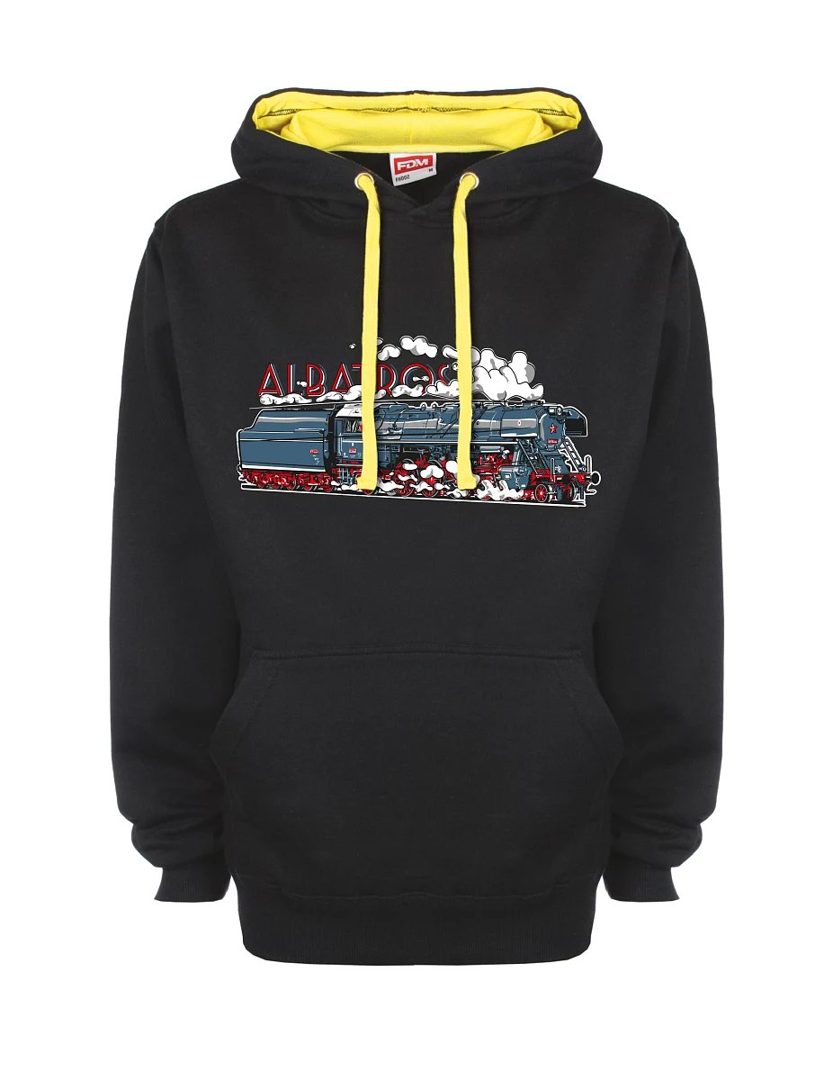 Gelb-schwarzes Sweatshirt mit Lokomotive Albatros