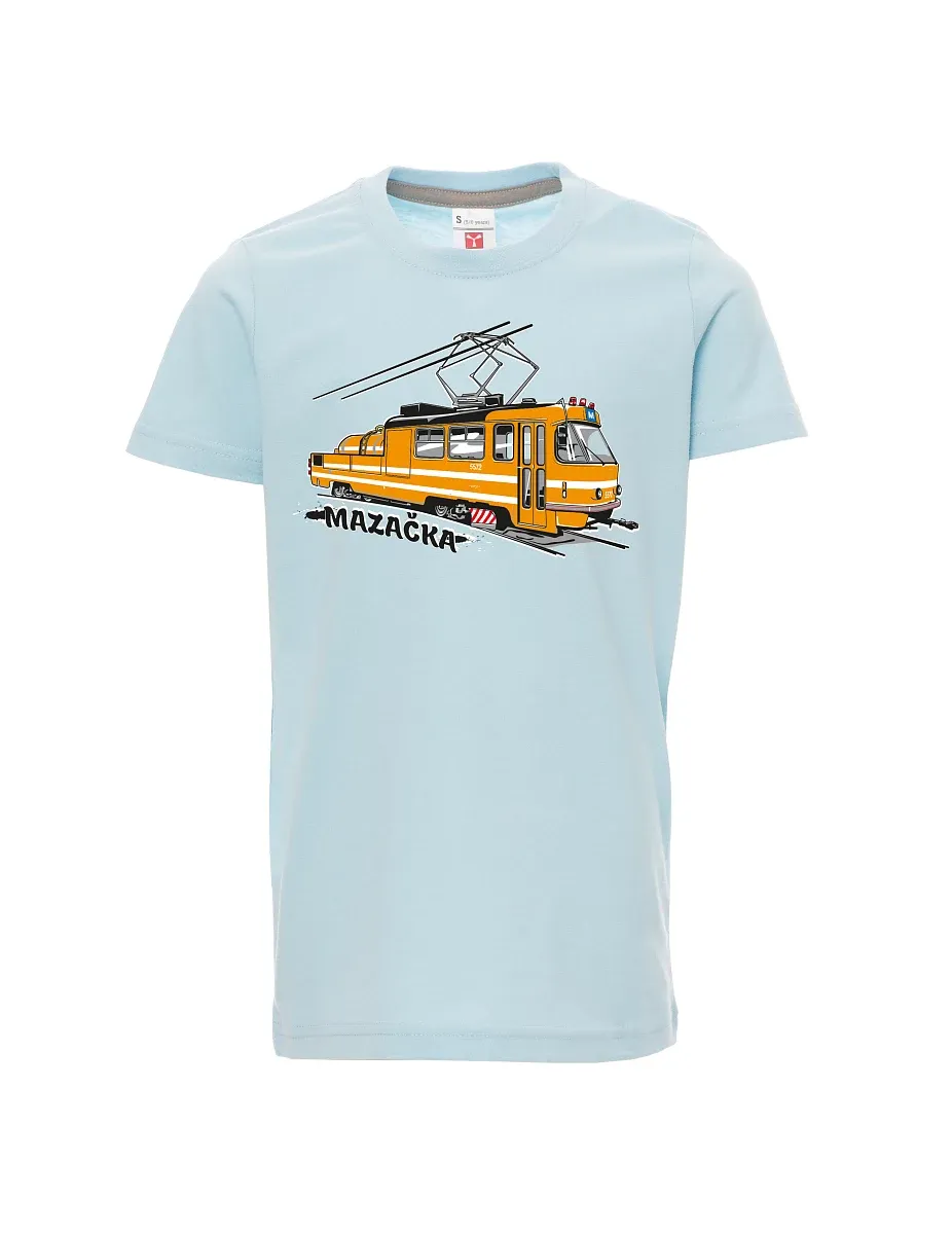 Blassblaues Kinder T-Shirt Schmiertram