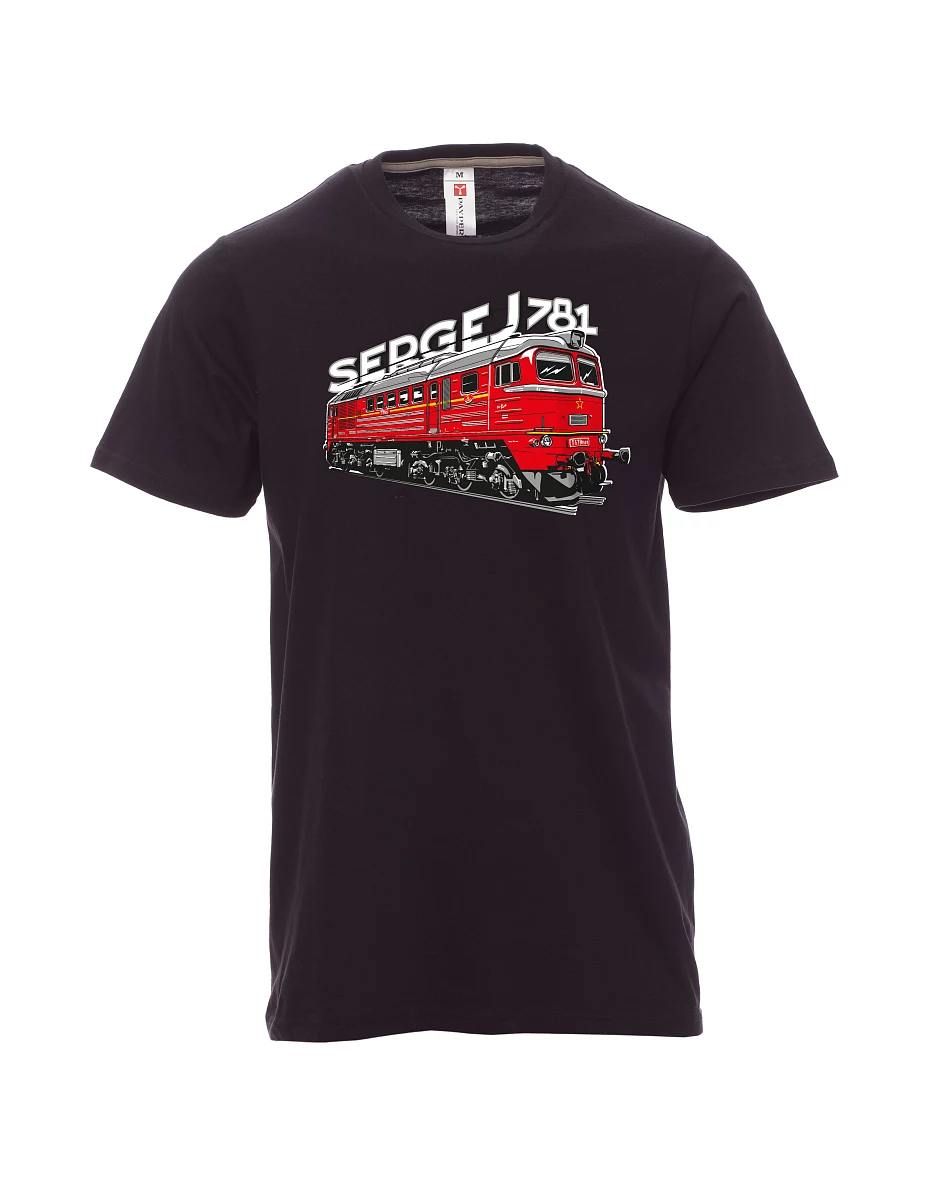 Schwarzes T-Shirt für Männer Lokomotive 781 "Sergej" (M62)