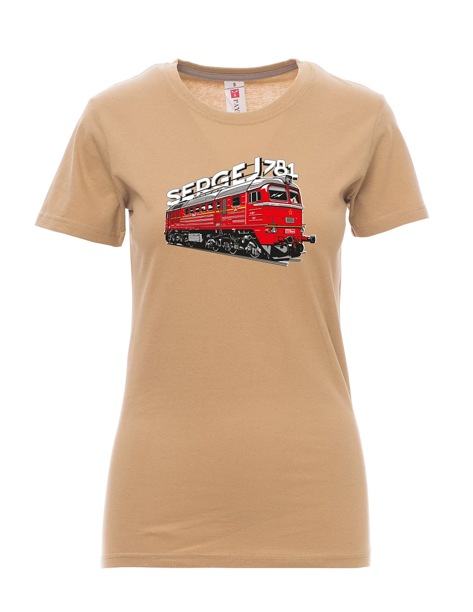 Braunes T-Shirt für Damen Lokomotive 781 "Sergej" (M62)
