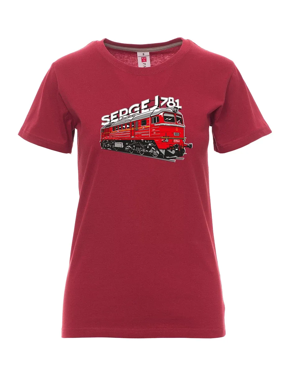 Bordeaux T-Shirt für Damen Lokomotive 781 "Sergej" (M62)