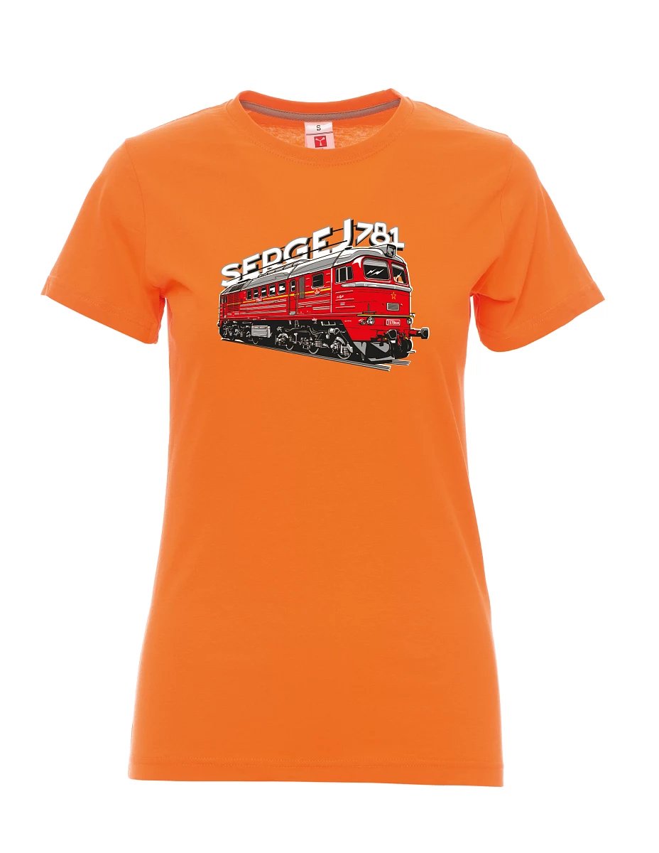 Orange T-Shirt für Damen Lokomotive 781 "Sergej" (M62)