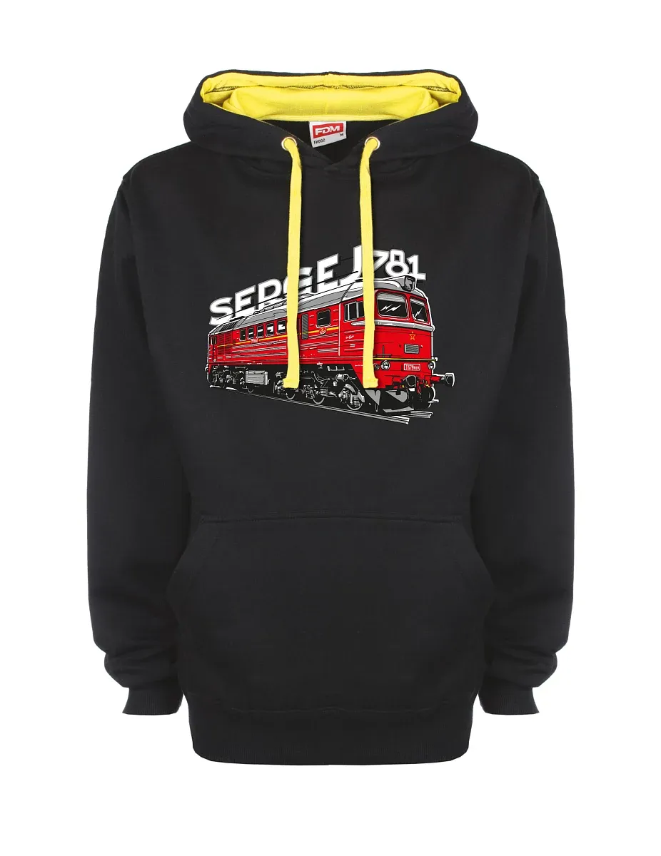 Gelb-schwarzes Sweatshirt mit Lokomotive 781 "Sergej" (M62)