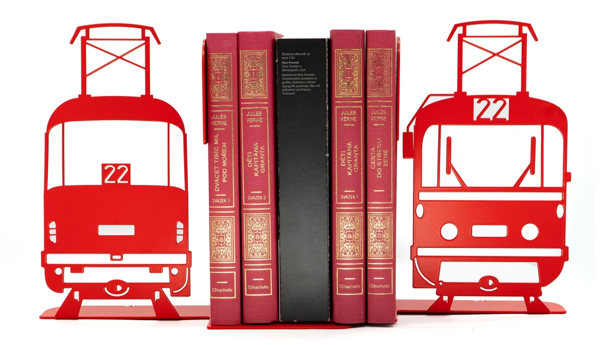 Set Buchstützen mit dem Motiv der Straßenbahn T3