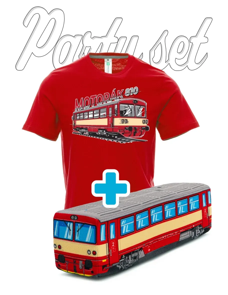 Party-Set T-Shirts mit Plüschtier zum Motiv des Triebwagen 810