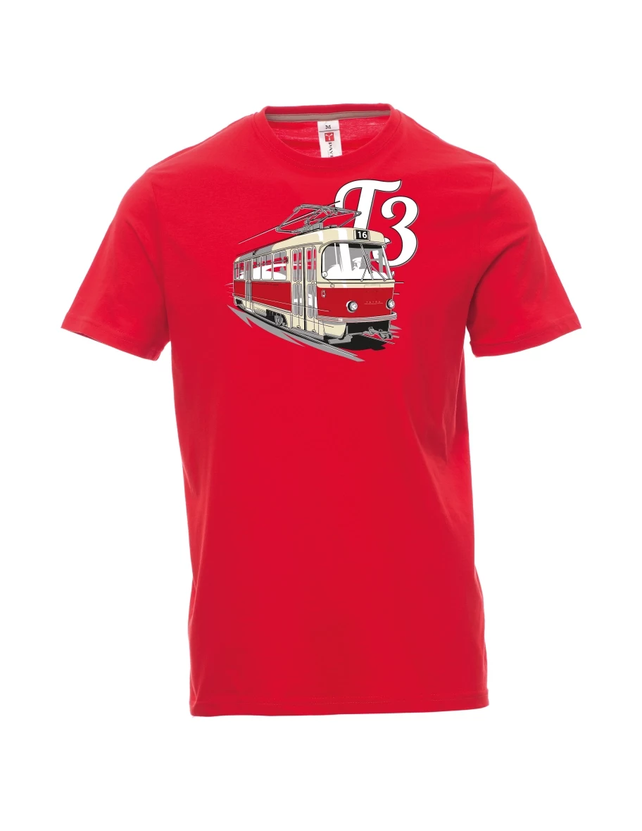 Rotes T-Shirt für Männer Straßenbahn T3