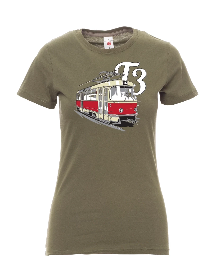Khaki T-Shirt für Damen Straßenbahn T3