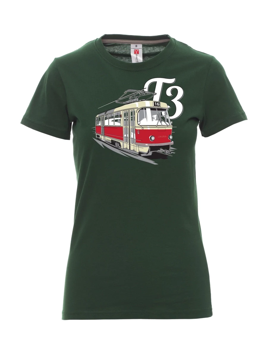 Dunkelgrün T-Shirt für Damen Straßenbahn T3