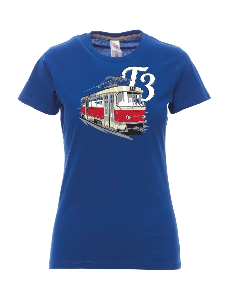 Königsblaues T-Shirt für Damen Straßenbahn T3