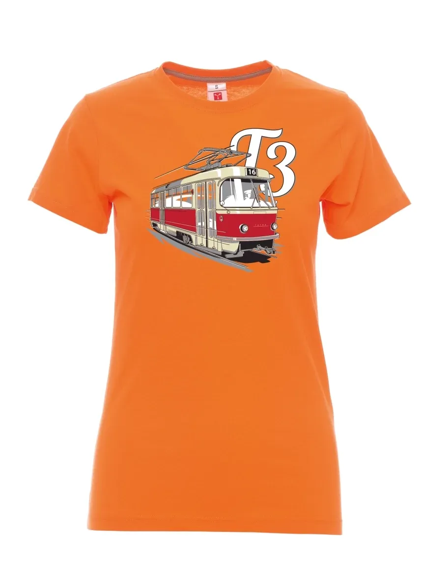 Orange T-Shirt für Damen Straßenbahn T3