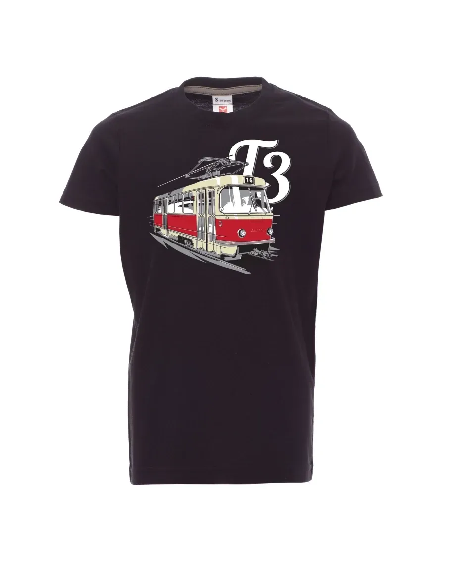 Schwarzes Kinder T-Shirt Straßenbahn T3