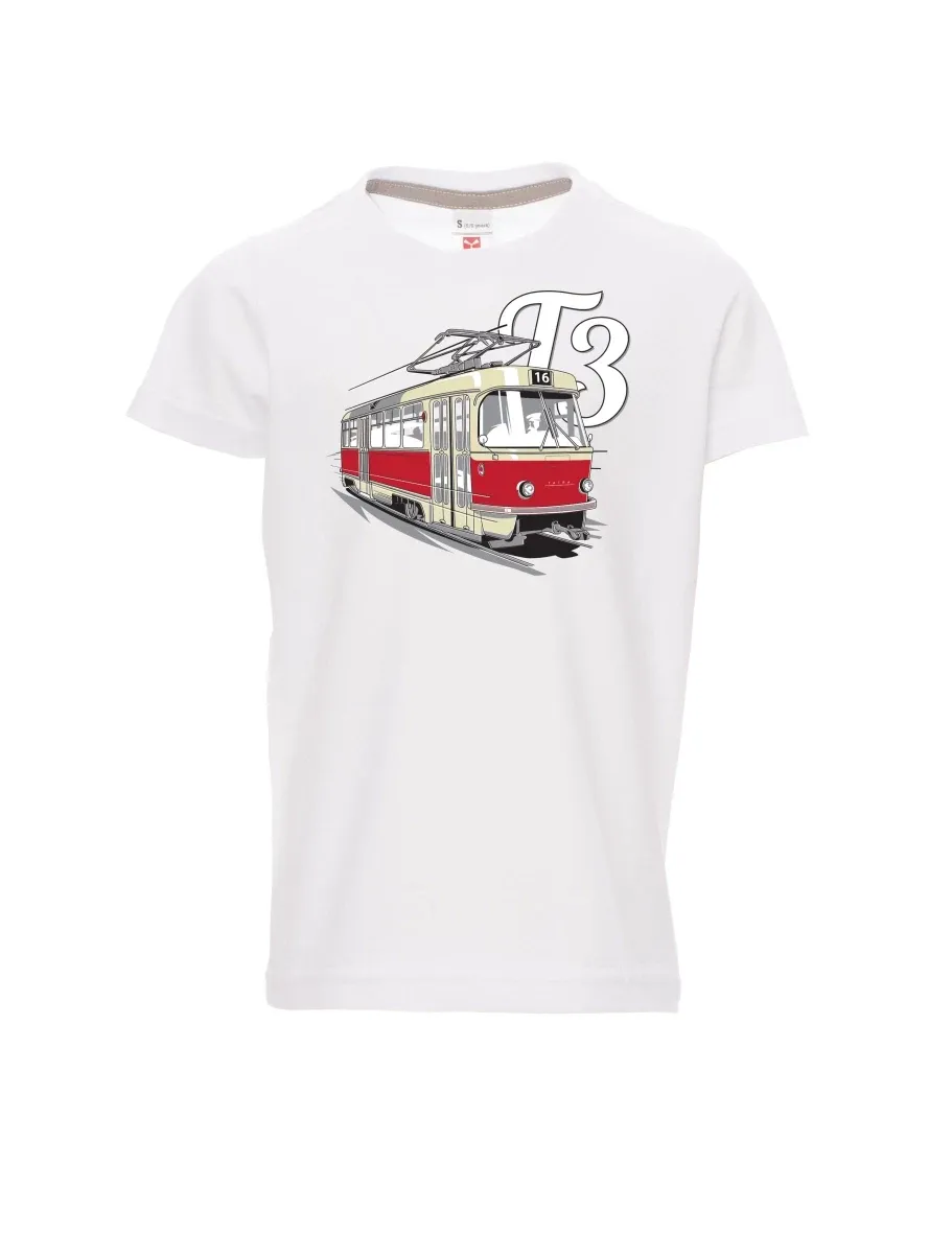 Weißes Kinder T-Shirt Straßenbahn T3