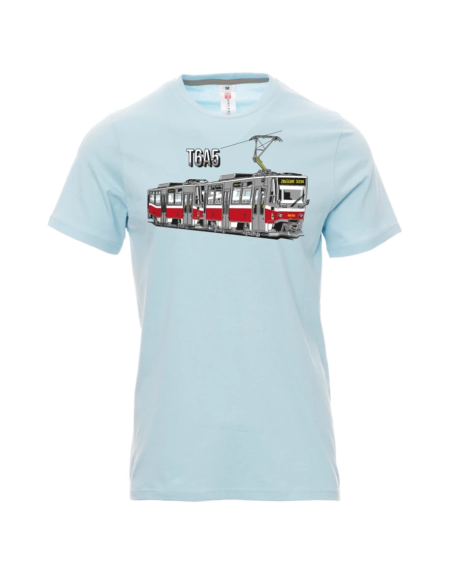 Blassblaues T-Shirt für Männer Straßenbahn T6A5