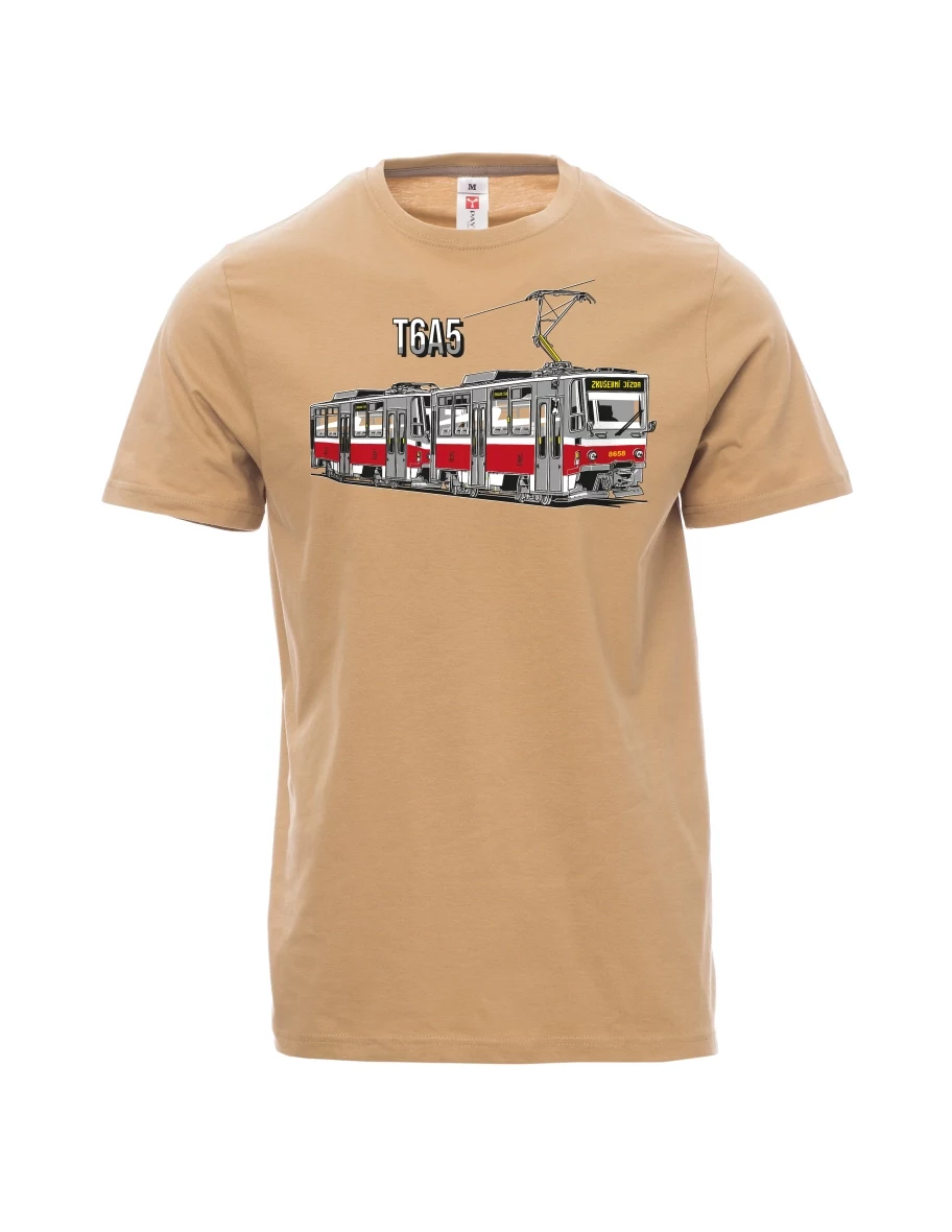 Braunes T-Shirt für Männer Straßenbahn T6A5
