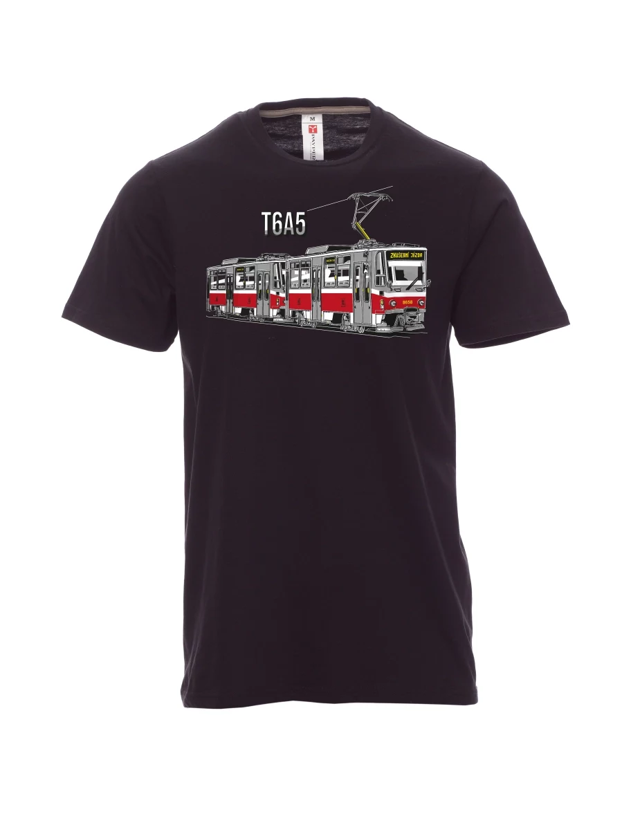 Schwarzes T-Shirt für Männer Straßenbahn T6A5